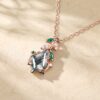 Garden Style Moss Agate Kite Cut Pendant Necklace with Leaf Details (6)