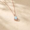 Halo Pendant Necklace with Kite Cut Lab Opal for Women2