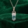 Hexagon Cut Moss Agate Necklace with Fishtail Diamond Accented Pendant – Gift for Her (1)