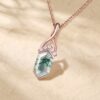 Hexagon Cut Moss Agate Necklace with Fishtail Diamond Accented Pendant – Gift for Her (3)