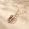 Hexagon Cut Moss Agate Necklace with Fishtail Diamond Accented Pendant – Gift for Her (6)