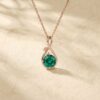 Infinity Pendant Necklace with Round Cut Emerald and Leaf Accents5