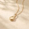 Infinity Pendant Necklace with Round Cut Natural Opal and Leaf Accents2