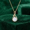 Infinity Pendant Necklace with Round Cut Natural Opal and Leaf Accents4