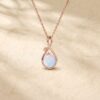 Infinity Pendant Necklace with Round Cut Natural Opal and Leaf Accents6