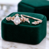 Kite-Cut Moissanite Engagement & Wedding Ring Set Leaf Design (2)