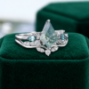 Kite-Cut Moss Agate Engagement & Wedding Ring Set Cluster Design (1)
