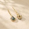 Kite Cut Moss Agate Leaf Earrings with Organic Nature Inspired Accents (2)