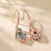 Kite Cut Moss Agate Statement Earrings with Organic Leaf Details (1)