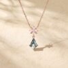 Kite Shaped Moss Agate Flower Pendant Necklace Anniversary Gift for Women3