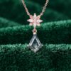 Kite Shaped Moss Agate Flower Pendant Necklace Anniversary Gift for Women4