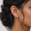 Lab Diamond Huggie Hoop Earrings with Double Row Pavé Setting (1)