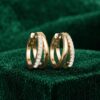 Lab Diamond Huggie Hoop Earrings with Double Row Pavé Setting (3)