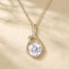 Leaf Accented Round Cut Moissanite Infinity Pendant Necklace1