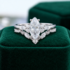 Marquise-Cut Moissanite Engagement Ring Set with Carved Leaf Band (5)