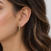Marquise Emerald and Round Moissanite Huggie Earrings with Elegant Alternating Details (1)