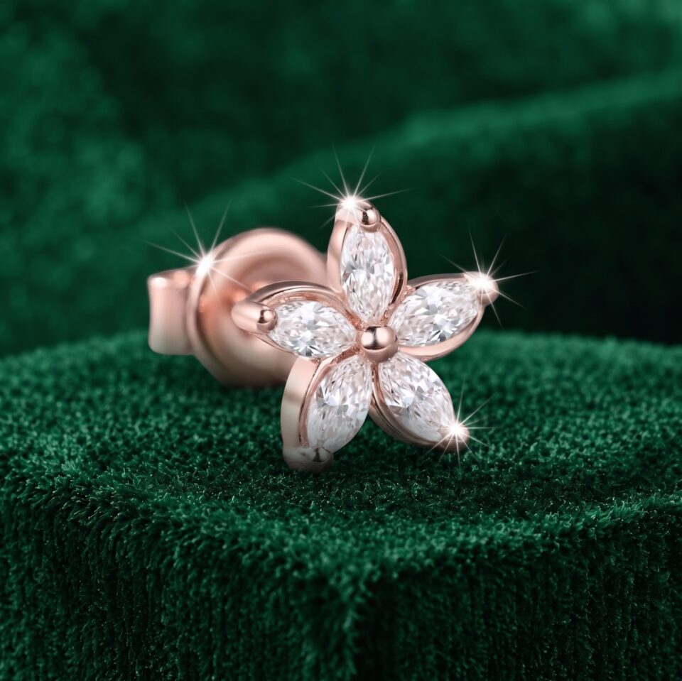 Marquise Moissanite Spiral Blossom Stud Earrings (3)