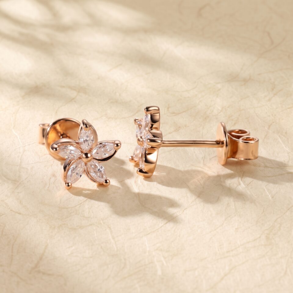Marquise Moissanite Spiral Blossom Stud Earrings (5)