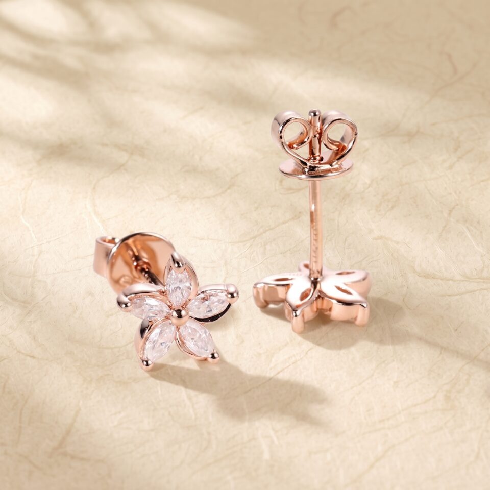 Marquise Moissanite Spiral Blossom Stud Earrings (8)