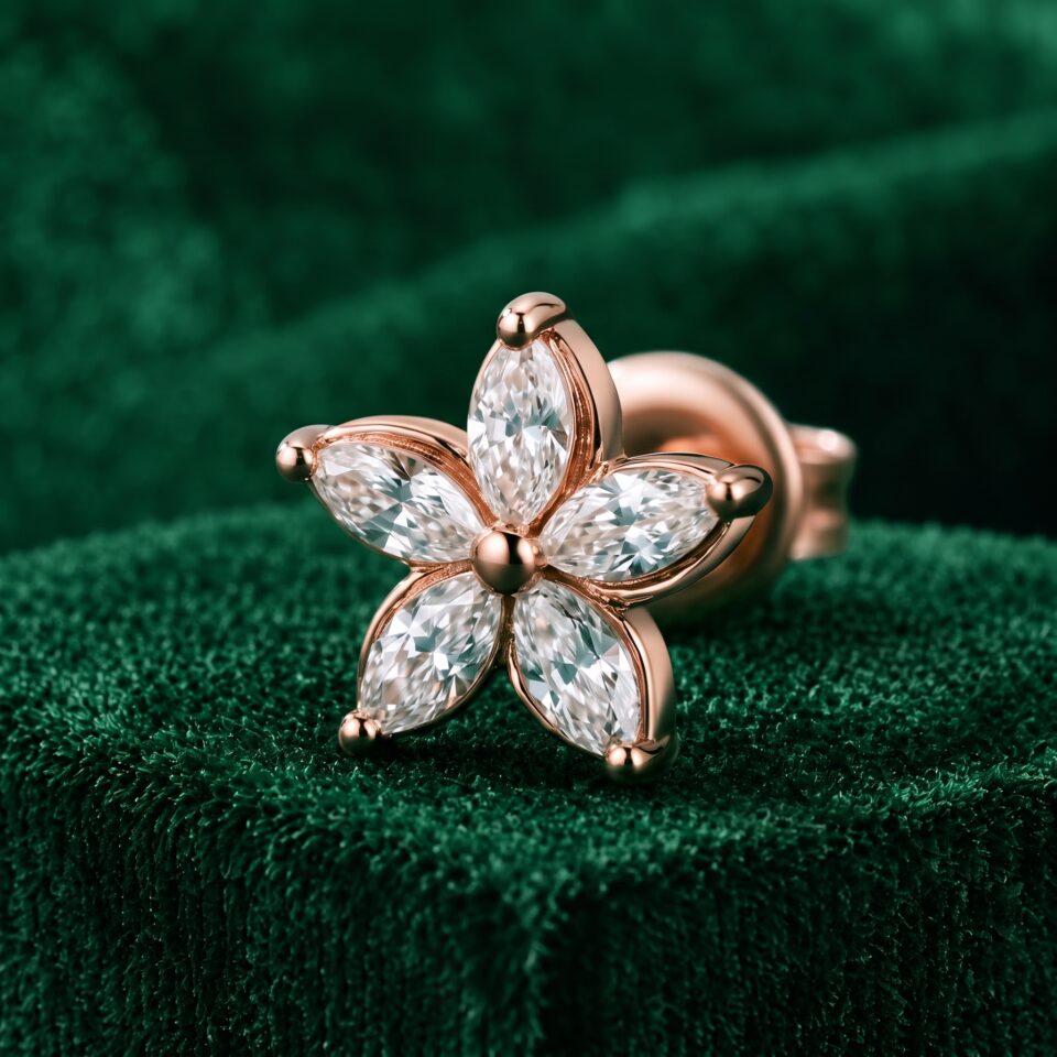 Marquise Moissanite Spiral Blossom Stud Earrings (9)