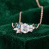 Moissanite Necklace with Hexagon Cut Stones in an Art Deco Cluster Design2