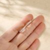 Moissanite Oval Huggie Hoop Earrings with Shared Prong Design (1)