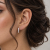 Moissanite Oval Huggie Hoop Earrings with Shared Prong Design (1)