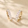 Moissanite Oval Huggie Hoop Earrings with Shared Prong Design (2)