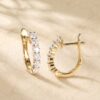 Moissanite Round Cut Huggie Hoop Earrings with Shared Prong Setting (1)