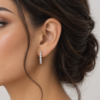 Moissanite Round Cut Huggie Hoop Earrings with Shared Prong Setting (1)
