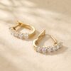 Moissanite Round Cut Huggie Hoop Earrings with Shared Prong Setting (3)