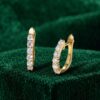 Moissanite Round Cut Huggie Hoop Earrings with Shared Prong Setting (4)