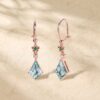 Moss Agate Dangle Earrings with Kite Cut Gemstones and Floral Emeralds (1)