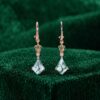 Moss Agate Dangle Earrings with Kite Cut Gemstones and Floral Emeralds (2)