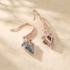 Moss Agate Dangle Earrings with Kite Cut Stones and Emerald Leaf Accents (2)