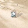 Moss Agate Emerald Cut Halo Necklace with Double Claw Setting (6)