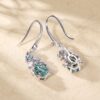 Moss Agate Oval Dangle Earrings with Delicate Leaf Motifs (1)