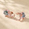 Moss Agate Pear Cut Vintage Filigree Halo Leverback Earrings (4)