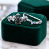 Nature-Inspired Bridal Ring Set with Kite-Cut Black Rutilated Quartz (4)