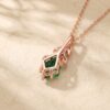 Nature Inspired Kite Cut Emerald Leaf Necklace with Opal Accents (2)