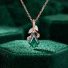 Nature Inspired Kite Cut Emerald Leaf Necklace with Opal Accents (6)