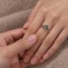 Nature-Inspired Kite-Cut Moss Agate Bridal Ring Set with Leaf Motif (5)