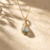 Nature Inspired Round Cut Moss Agate Infinity Leaf Pendant Necklace1