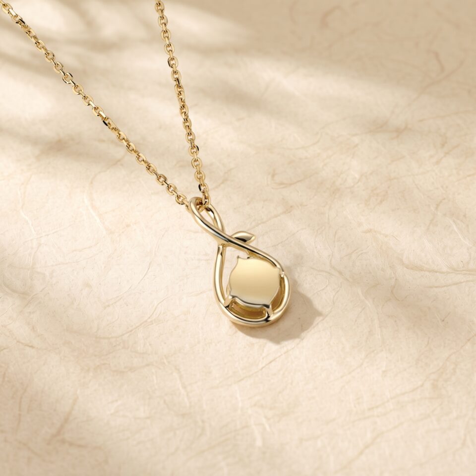 Nature Inspired Round Cut Moss Agate Infinity Leaf Pendant Necklace6