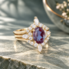 Oval-Cut Alexandrite Bridal Engagement Ring Set – 3PCS Set (1)
