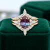 Oval-Cut Alexandrite Bridal Engagement Ring Set – 3PCS Set (3)
