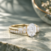Oval-Cut Moissanite Bridal Ring Set in Yellow Gold (3)