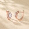 Oval Moissanite Halo Huggie Hoop Earrings with Vintage Milgrain Accents (1)