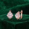 Oval Moissanite Halo Huggie Hoop Earrings with Vintage Milgrain Accents (4)