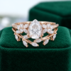 Pear-Cut Moissanite Engagement Ring Set with Nature-Inspired Design (1)